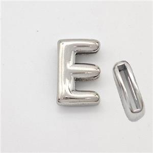 Copper Letter-E Beads Platinum Plated, approx 9-13.5mm, 2x10mm hole