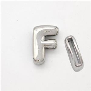 Copper Letter-F Beads Platinum Plated, approx 9-13.5mm, 2x10mm hole