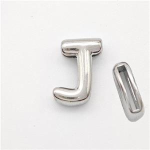 Copper Letter-J Beads Platinum Plated, approx 9-13.5mm, 2x10mm hole