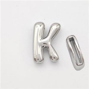 Copper Letter-K Beads Platinum Plated, approx 9-13.5mm, 2x10mm hole