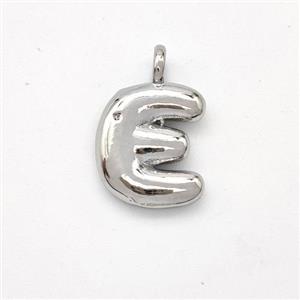 Copper Letter-E Pendant Platinum Plated, approx 13-17mm