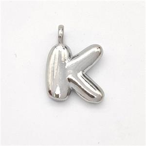 Copper Letter-K Pendant Platinum Plated, approx 13-17mm