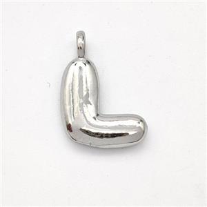 Copper Letter-L Pendant Platinum Plated, approx 13-17mm