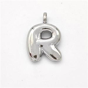 Copper Letter-R Pendant Platinum Plated, approx 13-17mm
