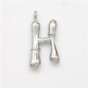 Copper Letter-H Pendant Platinum Plated, approx 16-20mm