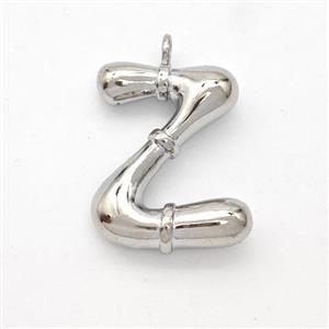 Copper Letter-Z Pendant Platinum Plated, approx 16-20mm