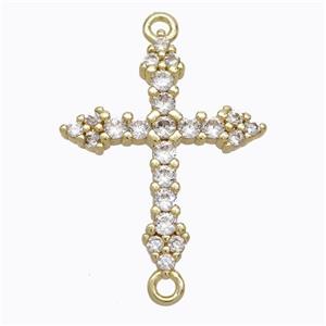 Copper Cross Connector Pave Zirconia Gold Plated, approx 17-21mm