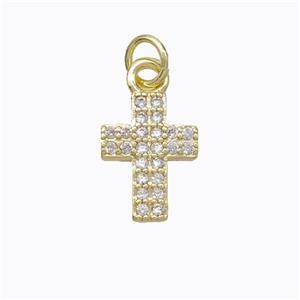 Copper Cross Pendant Pave Zirconia Gold Plated, approx 9-12mm