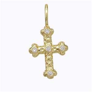 Copper Cross Pendant Pave Zirconia Gold Plated, approx 14-18mm