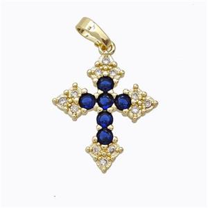 Copper Cross Pendant Micropave Zirconia Gold Plated, approx 18-22mm