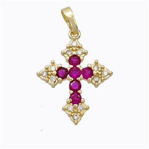 Copper Cross Pendant Micropave Zirconia Gold Plated, approx 18-22mm