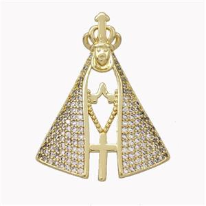 Pope Charms Copper Pendant Pave Zirconia Cross Platinum Plated, approx 22-28mm