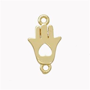 Copper Hamsahand Connector Heart Gold Plated, approx 10-12mm