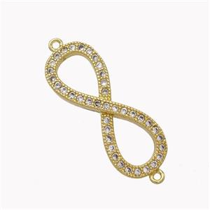 Copper Infinity Connector Micropave Zirconia Gold Plated, approx 9-25mm