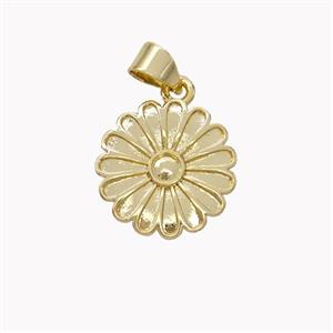 Copper Daisy Pendant Flower Gold Plated, approx 14mm