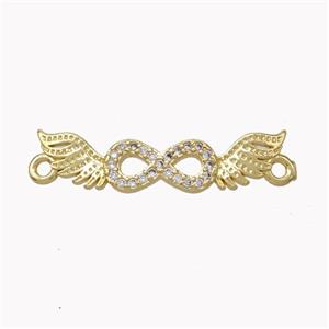 Copper Angelwings Connector Pave Zirconia Infinity Gold Plated, approx 5.5-25mm