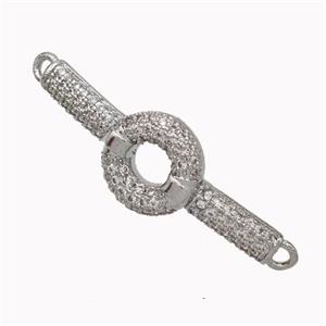 Wristwatch Charms Copper Connector Micropave Zirconia Curving Platinum Plated, approx 11mm, 30mm