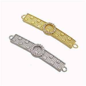 Wristwatch Charms Copper Connector Micropave Zirconia Curving Mixed, approx 6-34mm