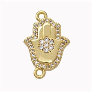 Copper Hamsahand Pendant Micropave Zirconia Gold Plated, approx 13-15mm