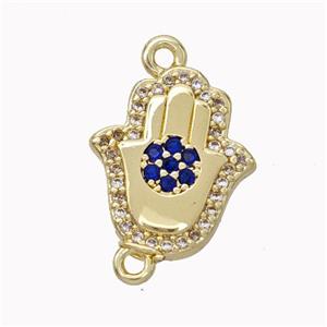 Copper Hamsahand Pendant Micropave Zirconia Gold Plated, approx 13-15mm