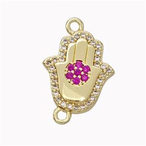 Copper Hamsahand Pendant Micropave Zirconia Gold Plated, approx 13-15mm