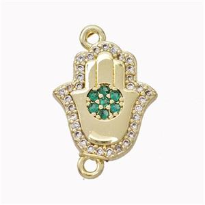 Copper Hamsahand Pendant Micropave Zirconia Gold Plated, approx 13-15mm