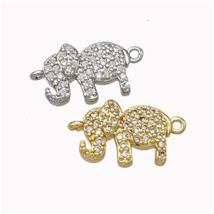 Copper Elephant Connector Micropave Zirconia Mixed, approx 9-12mm