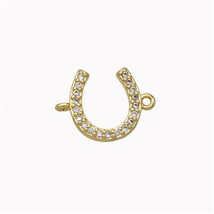 Copper Horseshoe Connector Micropave Zirconia Gold Plated, approx 10mm