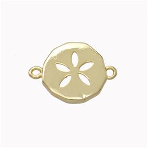 Copper Flower Connector Circle Gold Plated, approx 13mm