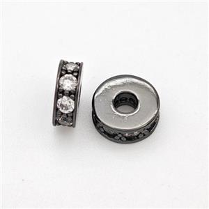 Copper Heishi Spacer Beads Micropave Zirconia Black Plated, approx 7mm, 2mm hole