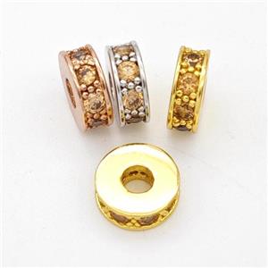 Copper Heishi Spacer Beads Micropave Zirconia Mixed, approx 7mm, 2mm hole