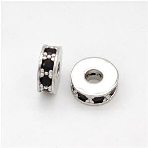 Copper Heishi Spacer Beads Micropave Zirconia Platinum Plated, approx 7mm, 2mm hole