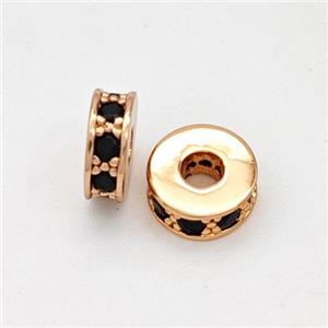 Copper Heishi Spacer Beads Micropave Zirconia Rose Gold, approx 7mm, 2mm hole