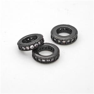 Copper Circle Spacer Beads Micropave Zirconia Large Hole Black Plated, approx 8.5mm, 5mm hole