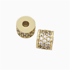 Copper Tube Beads Micropave Zirconia Gold Plated, approx 6-7mm, 2mm hole