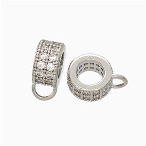 Copper Hanger Bail Micro Pave Zirconia Platinum Plated, approx 9mm, 5mm hole