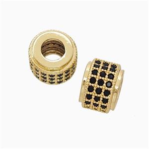 Copper Wheel Beads Pave Zirconia Large Hole Gold Plated, approx 9mm, 4mm hole