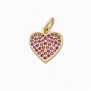 Copper Heart Pendant Micropave Zirconia Gold Plated, approx 10.5mm