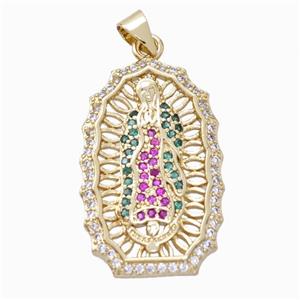 Jesus Charms Copper Pendant Micropave Zirconia Gold Plated, approx 18-28mm