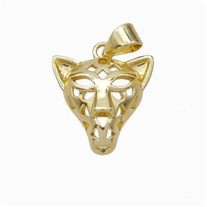 Copper Leopard Pendant Hollow Gold Plated, approx 15mm