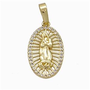 Jesus Charms Copper Pendant Pave Zirconia Gold Plated, approx 12-18mm