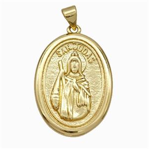 San Judas Charms Copper Pendant Gold Plated, approx 20-27mm