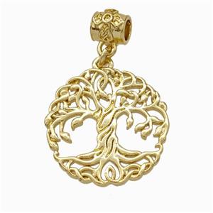 Tree Of Life Charms Copper Pendant Gold Plated, approx 20mm