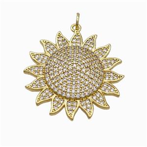 Copper Sun Pendant Micropave Zirconia Gold Plated, approx 28mm