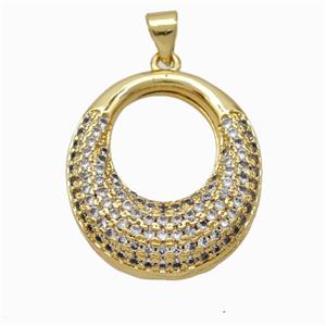 Copper GoGo Pendant Micropave Zirconia Gold Plated, approx 21-25mm