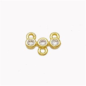 Copper Connector Pave Zirconia Gold Plated, approx 9.5mm