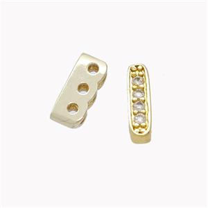 Copper Bead Pave Zirconia 4holes Gold Plated, approx 9.5mm