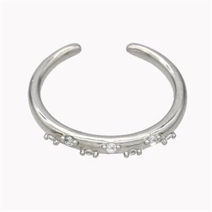 Copper Ring Micropave Zirconia Platinum Plated, approx 18mm dia