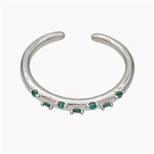 Copper Ring Micropave Green Zirconia Platinum Plated, approx 18mm dia