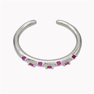Copper Ring Micropave Fuchsia Zirconia Platinum Plated, approx 18mm dia